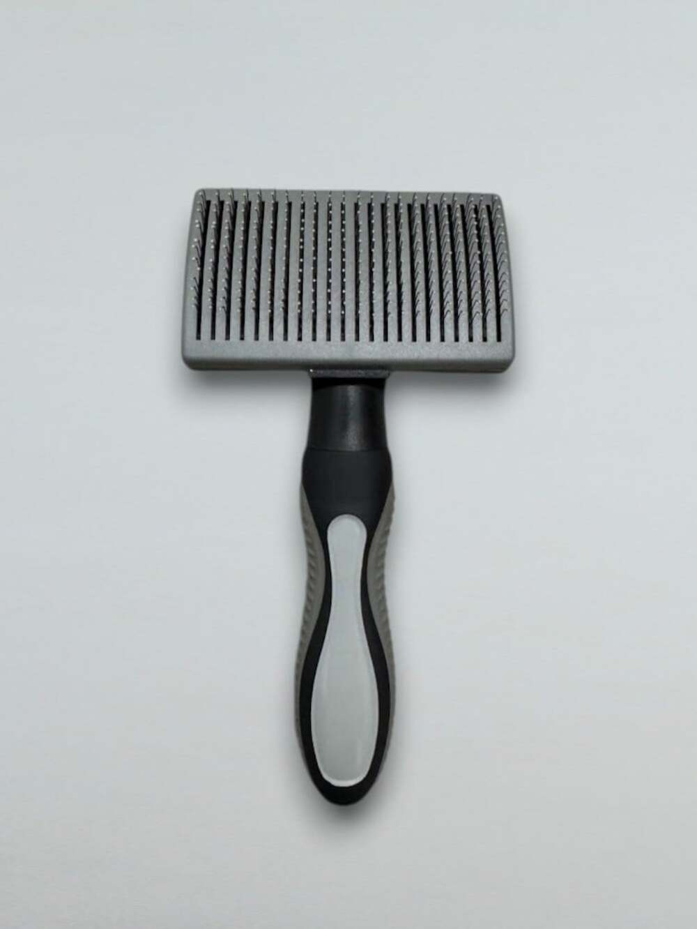 Self Cleaning Slicker Brush Retractable Pins Pet Grooming Dog Cat Gray Black